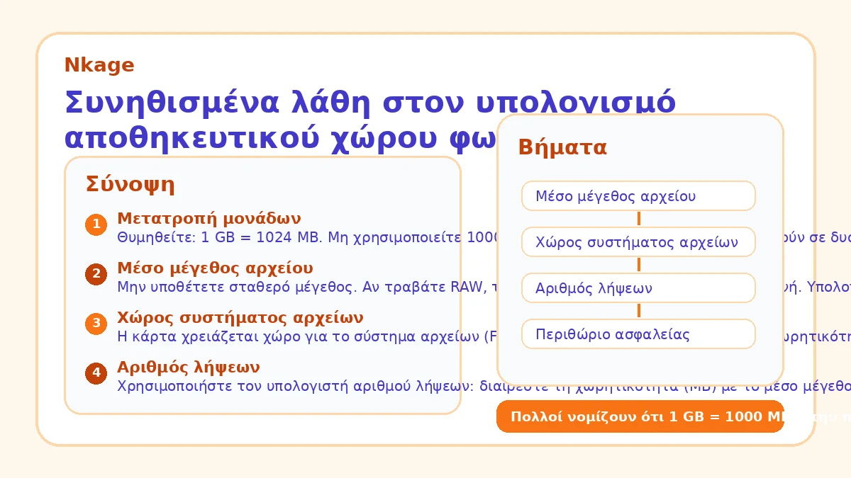 Συνηθισμένα λάθη στον υπολογισμό αποθηκευτικού χώρου φωτογραφιών